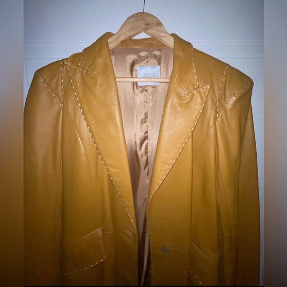 Vintage Joop! Italian Leather Camel/Tan Coat *Minor Flaws* - Picture 3 of 10